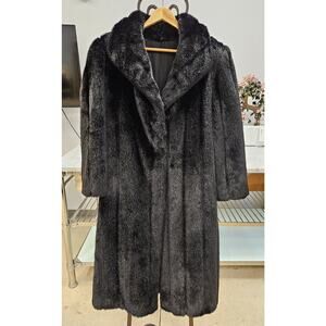 VTG Sirbain Montreal Collection Long Black Faux Fur Women's Coat